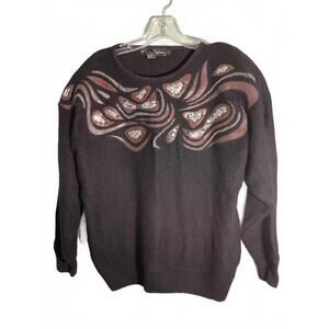 Work in Progress Silk/Angora/Wool Sweater with Sequin and Fabric Detail Large